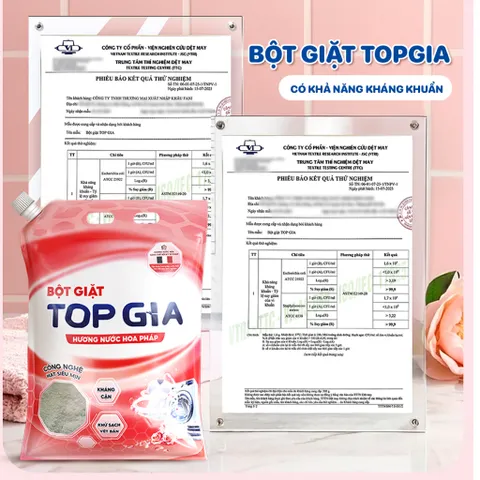 Bột Giặt TOPGIA 3.3kg Hương Nước Hoa Pháp - Sạch Bền, Thơm Mát, Thân Thiện với Da Tay, Dùng Cho Giặt Tay và Giặt Máy