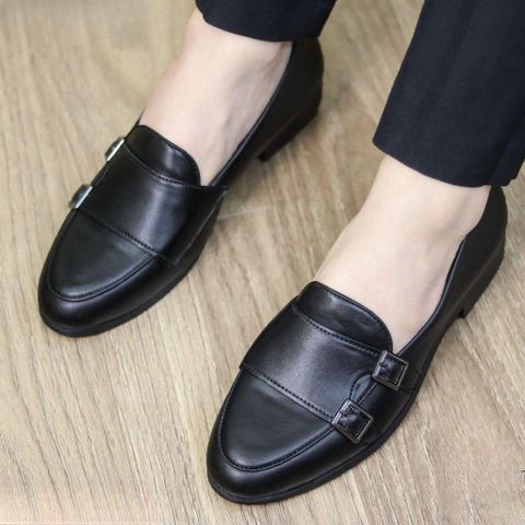 Giày lười nam DAVINCIA Monk Strap - Giày da PU cao cấp đi tiệc, đế cao su chống trượt, thiết kế trẻ trung, sang trọng G66