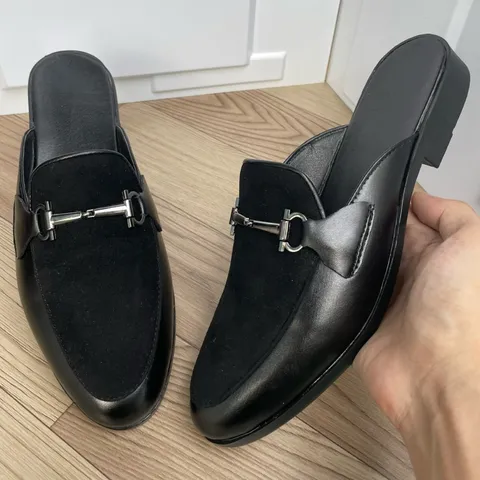Giày Lười Nam DAVINCIA Chất Liệu Nỉ Đen - Giày Sục Công Sở Chống Trơn Trượt Đế Cao Su Bền Chắc Thoáng Khí G67