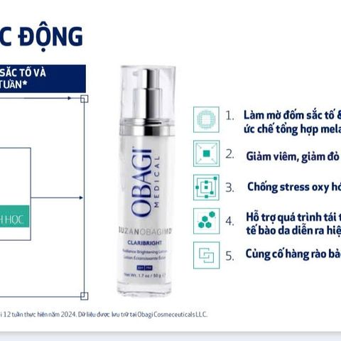 [MẪU MỚI] Lotion Dưỡng Trắng Sáng Da Mờ Thâm Nám Obagi Suzanobagimd Claribright nhập khẩu chính hãng