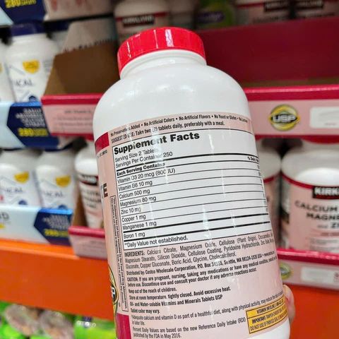 Viên Uống Kirkland Signature Calcium Citrate 500mg với Magnesium và Zinc - Hỗ Trợ Xương Khớp và Tăng Cường Sức Đề Kháng