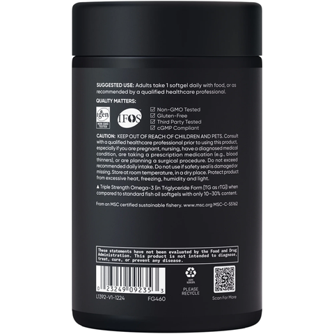Thực Phẩm Bổ Sung Dầu Cá Omega-3 Triple Strength Sports Research 150 Viên - Hỗ Trợ Tim Mạch, Trí Não, Thị Lực, Nhập Khẩu Mỹ