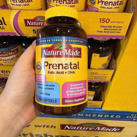 Vitamin Tổng Hợp Bầu Mỹ Nature Made Prenatal Multi + DHA 150 Viên - Dinh Dưỡng Thiết Yếu Cho Mẹ Và Phát Triển Thai Nhi