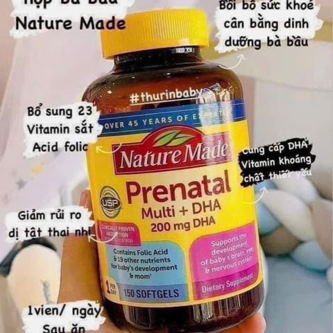 Vitamin Tổng Hợp Bầu Mỹ Nature Made Prenatal Multi + DHA 150 Viên - Dinh Dưỡng Thiết Yếu Cho Mẹ Và Phát Triển Thai Nhi