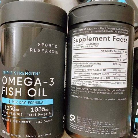 Viên uống Dầu Cá SR Triple Strength Omega 3 Fish Oil 150 Viên - Tăng Cường Sức Khỏe Tim Mạch và Trí Não, Hỗ Trợ Thị Giác và Miễn Dịch