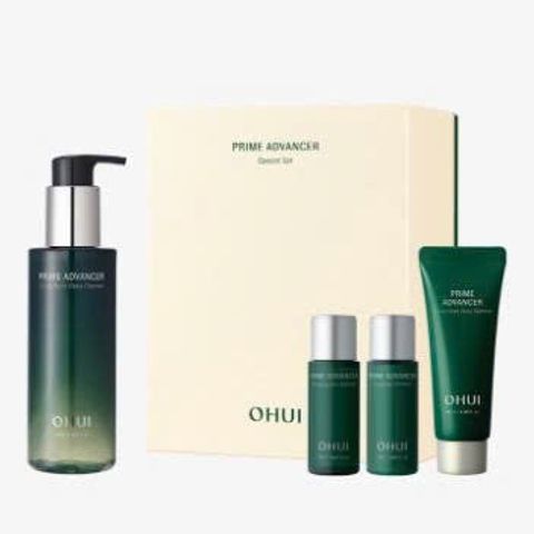 Set Sữa Rửa Mặt Dạng Gel Chống Oxy Hóa Ohui Prime Advancer - Gel to Foam Deep Cleanser 200ml + Quà Tặng Dưỡng Da Hàn Quốc