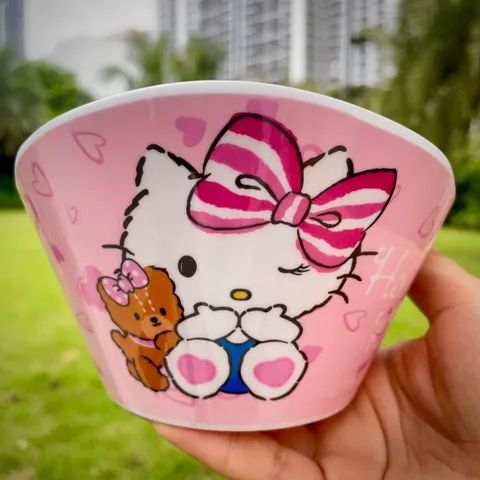 Bộ Bát Ăn Cơm Hello Kitty Dễ Thương cho Bé - Chất Liệu Melamine An Toàn, Thiết Kế Đáng Yêu và Tiện Dụng