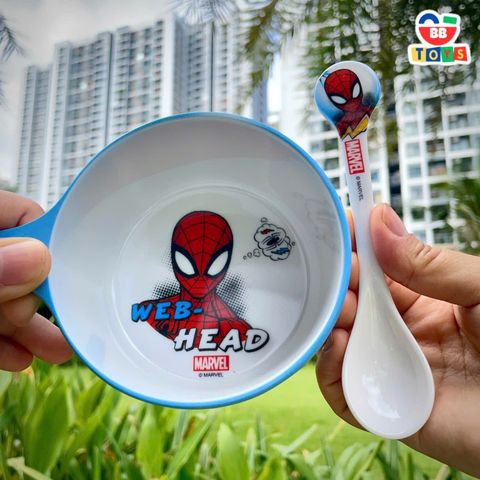 Bát Ăn Cơm Cho Bé Spider Man - Đồ Dùng Nhựa Melamine An Toàn, Thiết Kế Hoạt Hình Sinh Động, Kích Thước Tiện Dụng 350ml