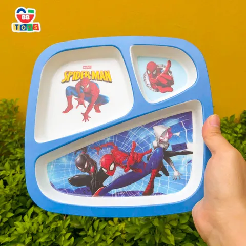Khay Ăn Dặm Spider Man Người Nhện - Bộ Bát Tăm Tre An Toàn Cho Bé, Quà Tặng Sinh Nhật Thú Vị