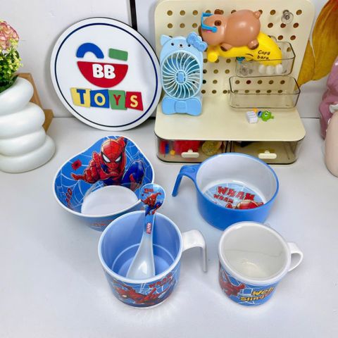 Bộ Bát Cốc Ăn Dặm Siêu Nhân Spider-Man Nhựa Melamine Chịu Nhiệt Cho Bé - Đồ Dùng Ăn Uống An Toàn, Đáng Yêu, Limited Edition