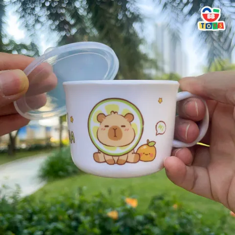 Set Bát Ăn Cơm Capybara Cho Bé - Chất Liệu Nhựa Melamine Cao Cấp, Dễ Dàng Vệ Sinh, Hình Ảnh Nhân Vật Dễ Thương