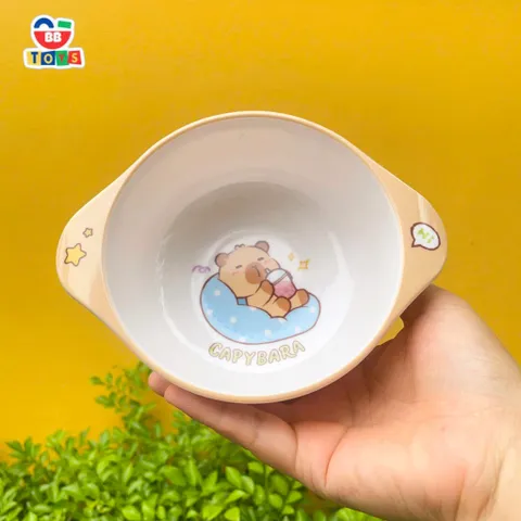 Set Bát Ăn Cơm Capybara Cho Bé - Chất Liệu Nhựa Melamine Cao Cấp, Dễ Dàng Vệ Sinh, Hình Ảnh Nhân Vật Dễ Thương