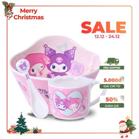 Bộ bát ăn dặm Kuromi & Melody cho bé - Đồ dùng tập ăn dễ thương, chất liệu an toàn, thiết kế nhỏ gọn, nhiều màu sắc hấp dẫn