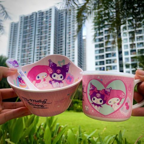 Bộ bát ăn dặm Kuromi & Melody cho bé - Đồ dùng tập ăn dễ thương, chất liệu an toàn, thiết kế nhỏ gọn, nhiều màu sắc hấp dẫn