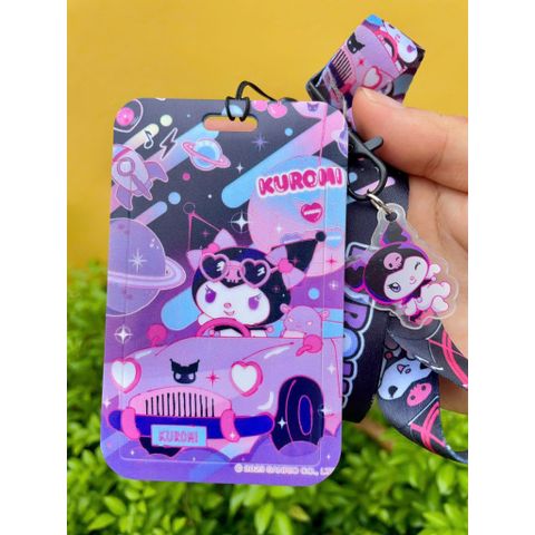 Dây Đeo Thẻ Kuromi Cho Học Sinh/Sinh Viên Kèm Bao Đựng Thẻ PVC Bền Chắc - Phụ Kiện Đáng Yêu Cho Fan Kuromi