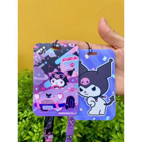 Dây Đeo Thẻ Kuromi Cho Học Sinh/Sinh Viên Kèm Bao Đựng Thẻ PVC Bền Chắc - Phụ Kiện Đáng Yêu Cho Fan Kuromi