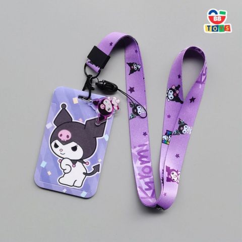 Dây Đeo Thẻ Kuromi Cho Học Sinh/Sinh Viên Kèm Bao Đựng Thẻ PVC Bền Chắc - Phụ Kiện Đáng Yêu Cho Fan Kuromi