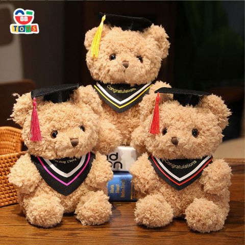 Gấu bông tốt nghiệp Teddy 25CM đội mũ cử nhân - Quà tặng ý nghĩa cho lễ tốt nghiệp kèm bó hoa và thẻ chúc mừng