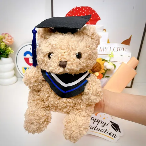 Gấu bông tốt nghiệp Teddy 25CM đội mũ cử nhân - Quà tặng ý nghĩa cho lễ tốt nghiệp kèm bó hoa và thẻ chúc mừng