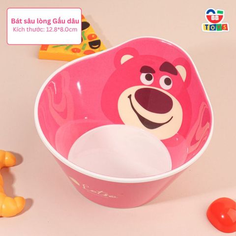Bát Tô Chén Ăn Cơm Cho Bé Gấu Dâu Nhựa Melamine - Đồ Dùng Ăn Uống An Toàn, Dễ Dàng Vệ Sinh, Thiết Kế Dễ Thương 12.8cm