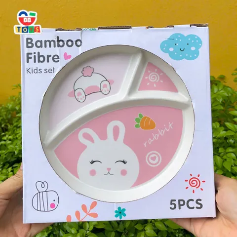 Khay Ăn Dặm Hình Thỏ Con Cho Bé - Bộ Bát Tăm Tre An Toàn, Thân Thiện Môi Trường - Quà Tặng Sinh Nhật Tuyệt Vời