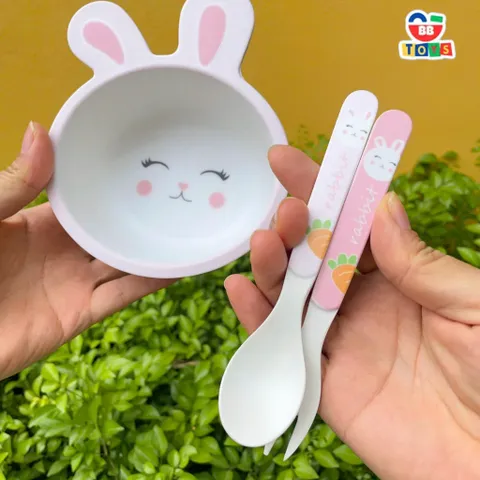 Khay Ăn Dặm Hình Thỏ Con Cho Bé - Bộ Bát Tăm Tre An Toàn, Thân Thiện Môi Trường - Quà Tặng Sinh Nhật Tuyệt Vời