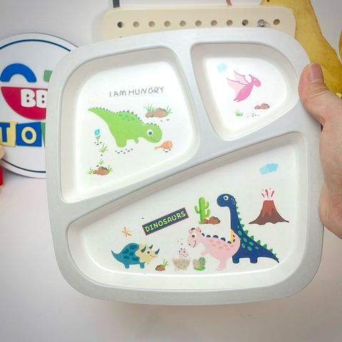 Bộ Khay Ăn Dặm Dành Cho Bé Hình Khủng Long - Bát Tăm Tre An Toàn, Thân Thiện Môi Trường, Quà Tặng Sinh Nhật Thú Vị