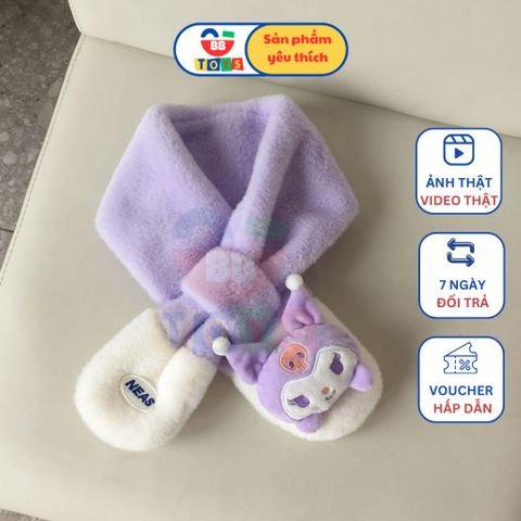 Set Khăn Quàng Cổ và Găng Tay Kuromi cho Trẻ Em - Phụ Kiện Mùa Đông Dễ Thương Cho Bé Gái 4-8 Tuổi