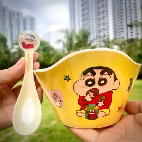 Bát Ăn Dặm Cậu Bé Bút Chì Shin - Bộ Ăn Nhựa Melamine An Toàn Cho Bé Yêu, Thiết Kế Ngộ Nghĩnh, Dễ Cầm Nắm