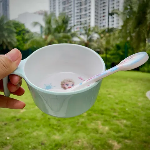 Bát Ăn Dặm Elsa Disney Cho Bé Gái - Set Nhựa Melamine 350ml Với Thiết Kế Dễ Thương, An Toàn Cho Trẻ Em