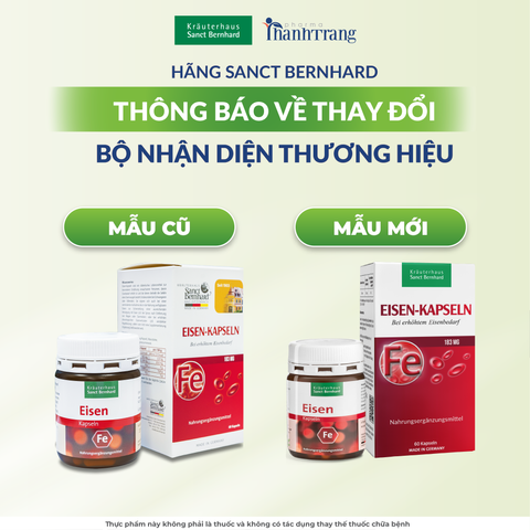 Viên Uống Bổ Sung Sắt Eisen Kapseln 60 Viên - Hỗ Trợ Thiếu Máu, Chính Hãng Sanct Bernhard Đức