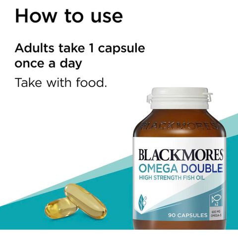 Viên uống Blackmores Omega Double High Strength Fish Oil 90 viên - Bổ sung Omega-3 cao cho tim mạch, não bộ và thị lực - Hàng chính hãng Úc