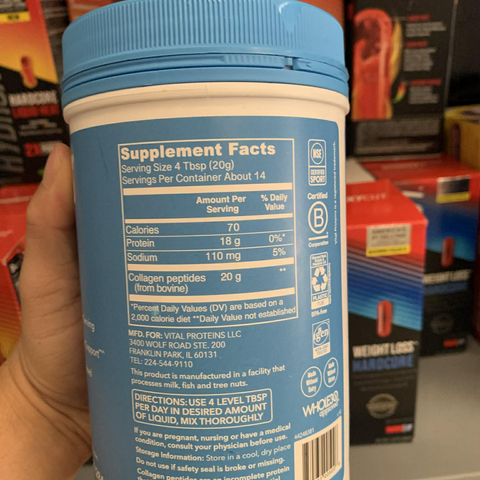 Bột Collagen Thủy Phân Vital Proteins Chocolate 284g - Tăng Cường Sức Khỏe Da, Tóc, Móng và Xương - Hàng Mỹ Chất Lượng Cao