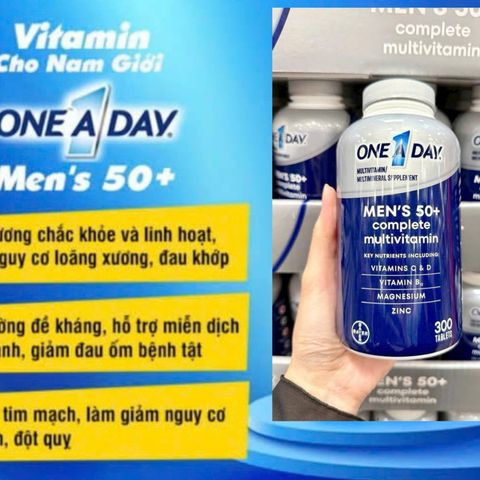 Vitamin tổng hợp và Khoáng chất cho Nam trên 50 tuổi One A Day Men's Multivitamin 300 viên Mẫu mới, chính hãng Mỹ