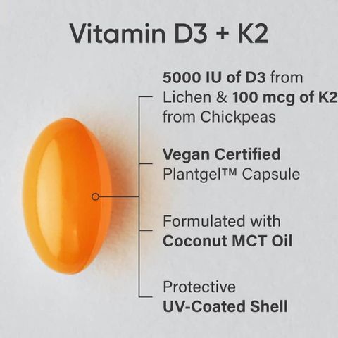 Viên Uống Vitamin D3 + K2 USA 120 Viên - Hỗ Trợ Sức Khỏe Xương, Tăng Cường Miễn Dịch và Tim Mạch, Dinh Dưỡng Thiết Yếu Hàng Ngày - Có Mã QR Chính Hãng