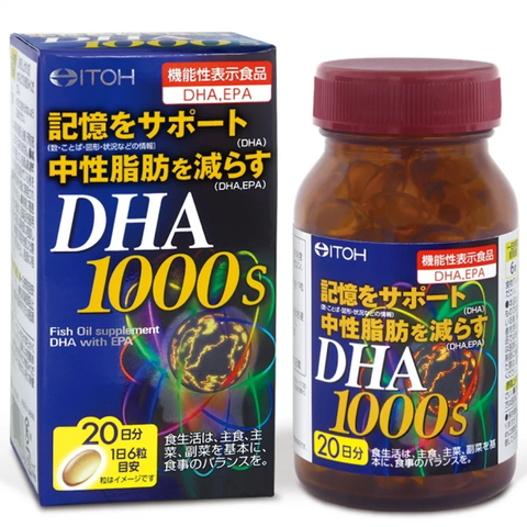 Viên Bổ Não DHA 1000s Nhật Bản - Tăng Cường Trí Nhớ, Bảo Vệ Thần Kinh - 120 Viên Cung Cấp DHA và EPA Hỗ Trợ Sáng Mắt, Tập Trung