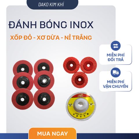 Combo Sản Phẩm Đánh Bóng Inox 50 Cái - Đĩa Đánh Bóng (Nỉ Trắng, Xốp Đỏ, Xơ Dừa) Dùng Cho Máy Mài Cầm Tay, Bề Mặt Sáng Bóng, Chất Lượng Cao