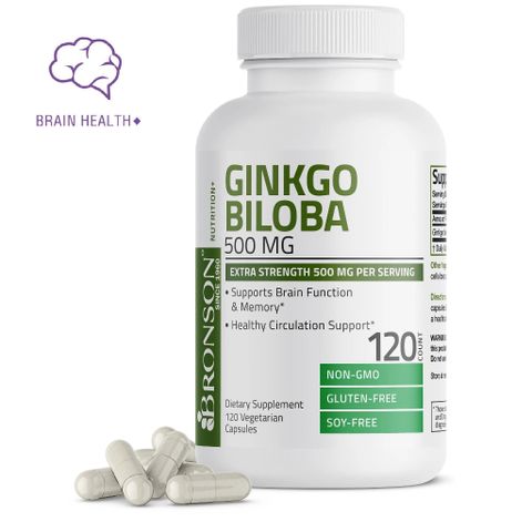 Vitamin Organic Ginkgo Biloba 500mg - 120 Viên Bổ Não, Tăng Cường Trí Nhớ, Hỗ Trợ Tuần Hoàn Máu Não - Chất Lượng Mỹ