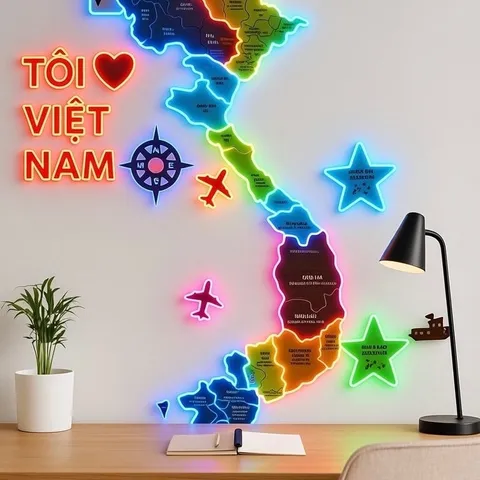Bản Đồ Gỗ Việt Nam In UV Sắc Nét - Trang Trí Sang Trọng Thể Hiện 34 Tỉnh Thành và Biển Đảo Hoàng Sa Trường Sa