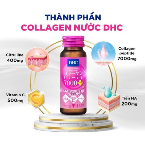 DHC Collagen Beauty 7000 Plus - Nước Uống Collagen Tăng Đàn Hồi, Chống Oxy Hóa, Đẹp Da Hộp 10 Lọ từ Nhật Bản