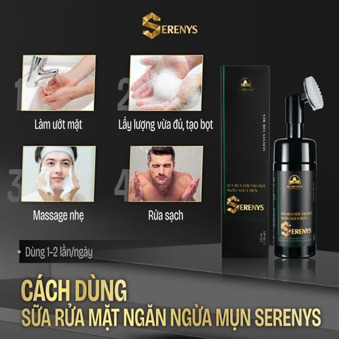 Sữa Rửa Mặt Tạo Bọt Serenys 150ml - Ngăn Ngừa Mụn, Làm Sạch Nhờn, Dưỡng Ẩm Da Mềm Mại, Phù Hợp Với Da Dầu, Da Mụn