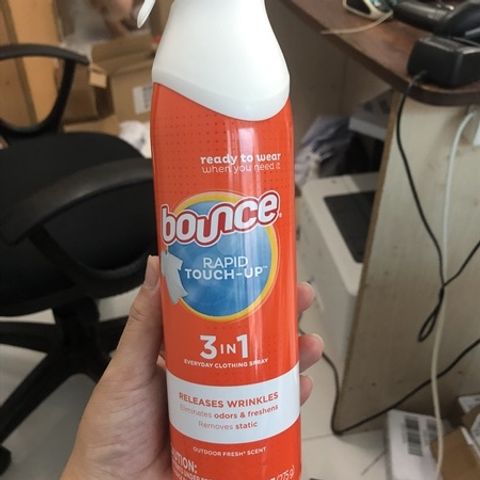 Xịt Thơm Chống Nhăn & Khử Mùi Quần Áo Bounce 275g - Giải Pháp Giữ Quần Áo Luôn Đẹp và Thơm Mát, Dễ Sử Dụng cho Công Việc Bận Rộn
