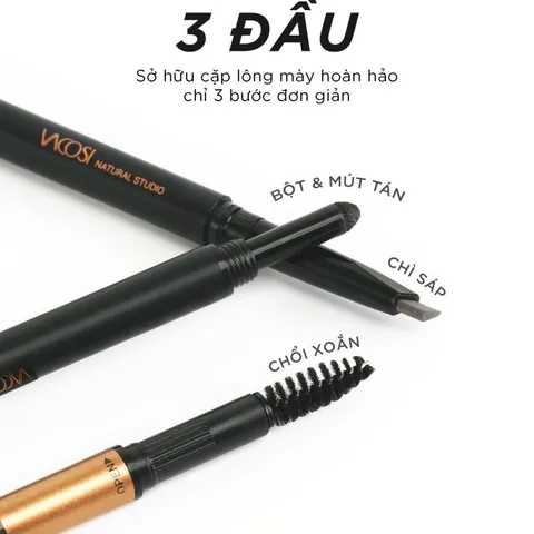 Chì Mày Vacosi Định Hình Đa Năng 04 Đen Xám 5ml (định hình sắc nét, bám lâu)