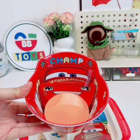 Bộ Dụng Cụ Ăn Uống Cho Bé McQueen Ô Tô Nhựa Melamine - Cốc, Bát, Thìa, Khay, An Toàn, Dễ Dàng Vệ Sinh, Quà Tặng Bé Yêu