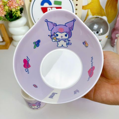 Bộ Set Bát Ăn Dặm 3 Ngăn Kuromi Cho Bé - Khay Nhựa Melamine Dễ Thương Hình Nhân Vật Hoạt Hình Thú Vị