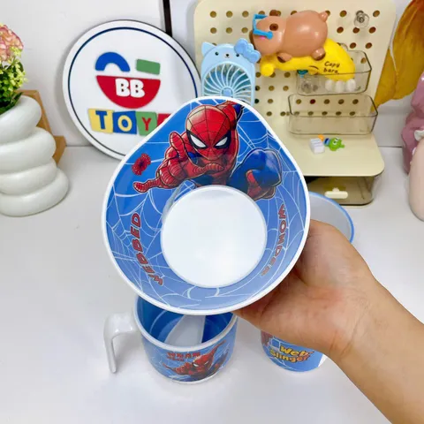Bộ Bát Cốc Ăn Dặm Siêu Nhân Spider-Man Nhựa Melamine Chịu Nhiệt Cho Bé - Đồ Dùng Ăn Uống An Toàn, Đáng Yêu, Limited Edition