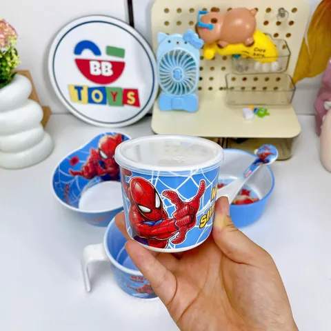Bộ Bát Cốc Ăn Dặm Siêu Nhân Spider-Man Nhựa Melamine Chịu Nhiệt Cho Bé - Đồ Dùng Ăn Uống An Toàn, Đáng Yêu, Limited Edition