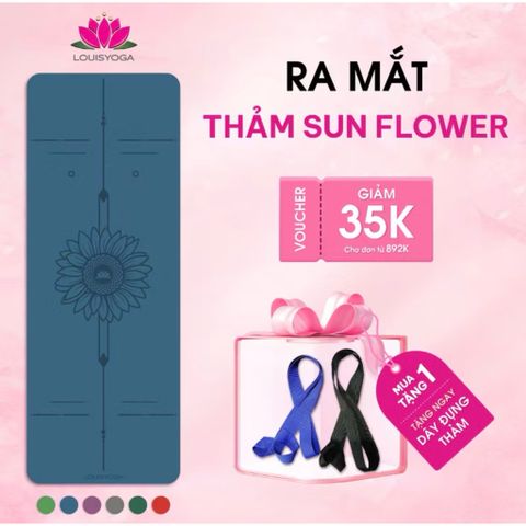 Thảm Tập Yoga LOUIS SUNFLOWER Cao Su Chống Trơn Trượt & Hút Mồ Hôi - Phiên Bản Mới 2025, Kích Thước 183x68cm, Độ Dày 4,5mm