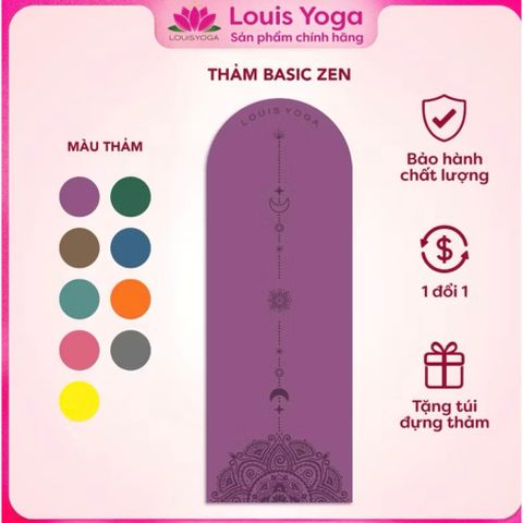 Thảm Yoga Cao Su Cao Cấp BASIC ZEN - Chống Trơn Trượt, Thấm Mồ Hôi, Độ Dày 5mm, Kích Thước 183x68cm - Sản Phẩm Hãng LOUISYOGA