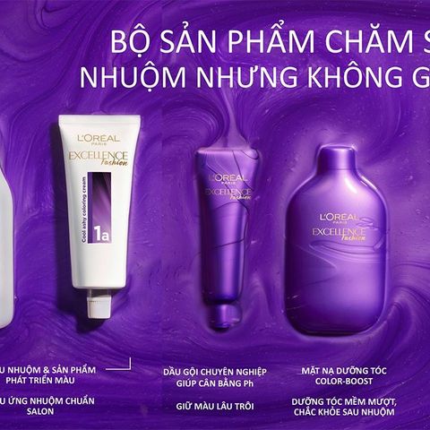 Kem Nhuộm Tóc L'Oreal Paris Excellence Fashion 172ml - Dưỡng Ẩm, Nhuộm Màu Thời Trang, Nền Tóc Đen, Bền Màu, Công Nghệ Hi-Shine